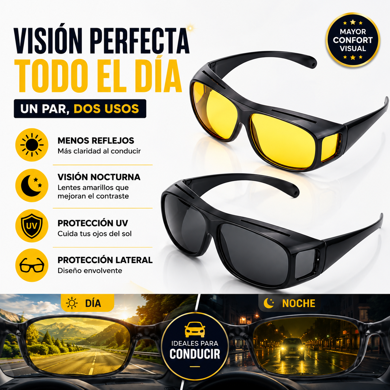 SET 2 LENTES DE CONDUCCIÓN DÍA Y NOCHE