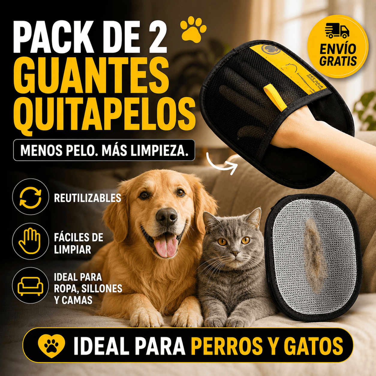 Pack 2 guantes quitapelos